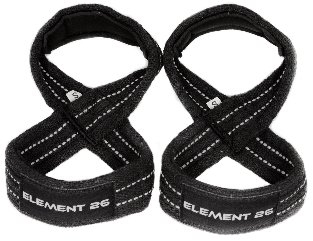 Element 26 Figure-8 Weightlifting Straps - Cotton & Neoprene Blend,  Reinforced With Padding, Durable & Comfortable, 3 Size Variants